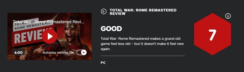 《全面战争：罗马重制版》IGN评分7分 在视觉上的升级非常明显